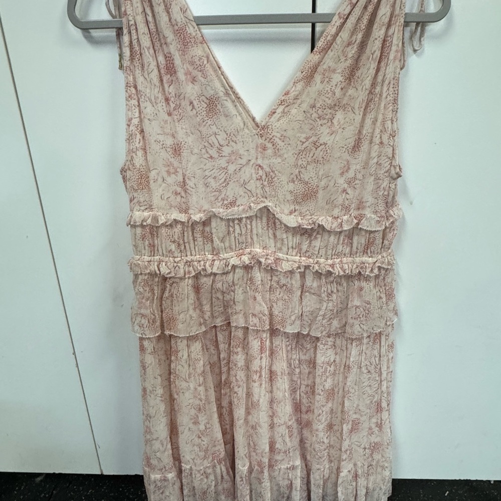 Allsaints Annie Lanai Ruffled Pink Floral Mini Dress - Picture 3 of 8
